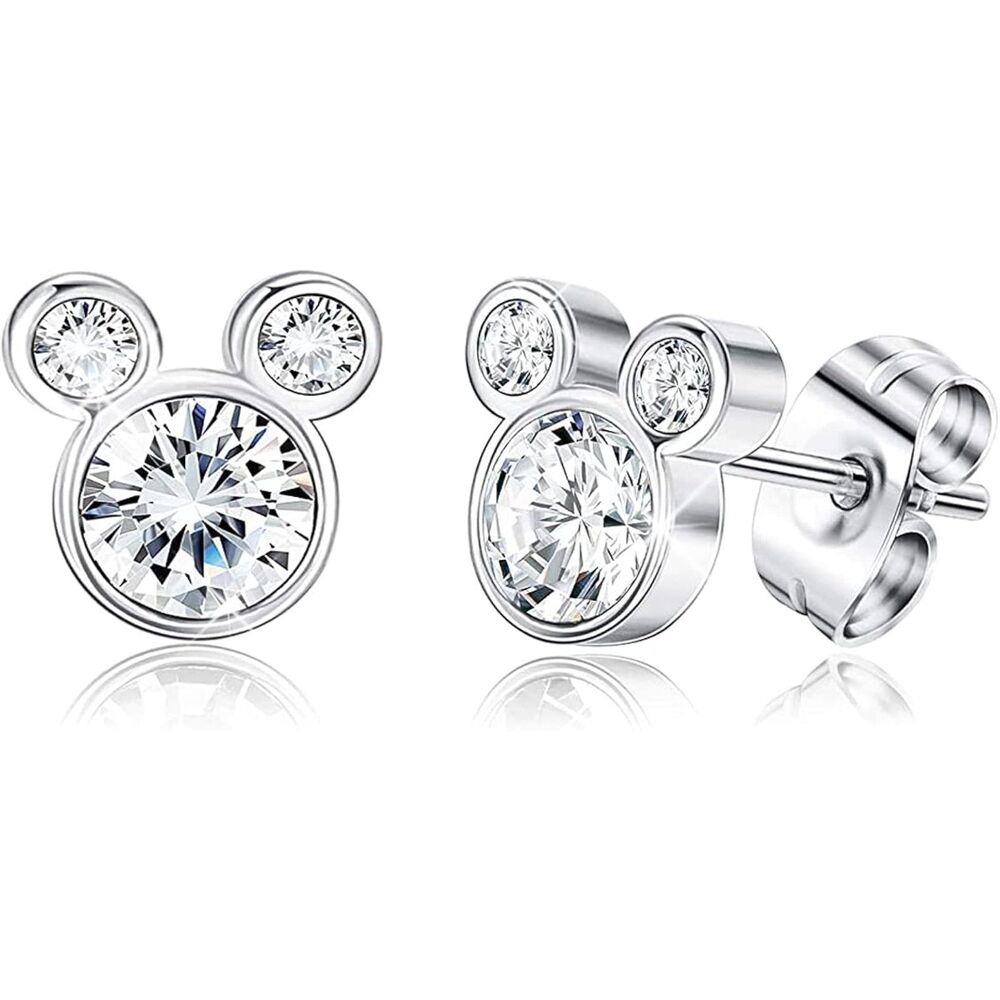 Mickey Mouse Sterling Silver Stud Earrings (Small) – C Z Theme Park Exclusive